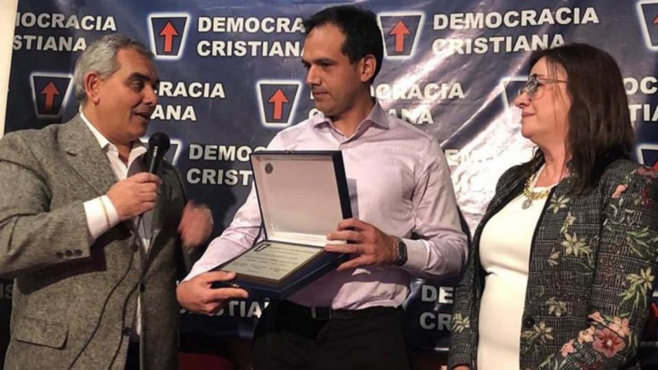 Lastra durante el homenaje que le hicieron.