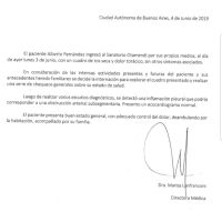 parte médico Alberto Fernández