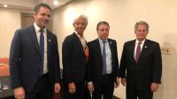Christine Lagarde, junto a Nicolás Dujovne y Guido Sandleris, en Japón.