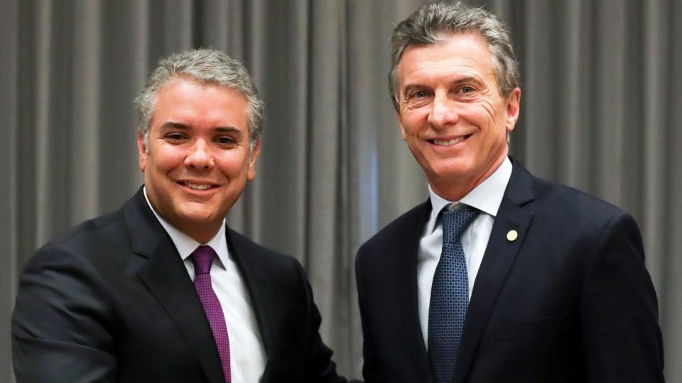 El Presidente Mauricio Macri con su par colombiano, Iván Duque.