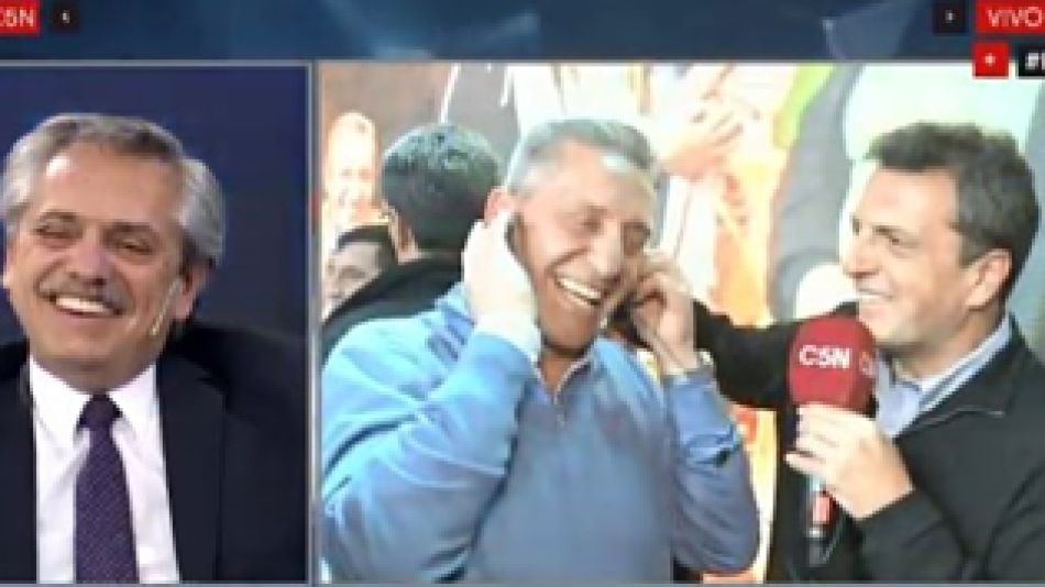 Sergio Massa y Alberto Fernandez en la transmisión de C5N.