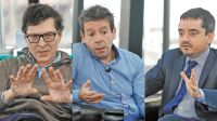 Los periodistas Fernando Ruiz, Martín Becerra y José Crettaz, en la entrevista con Fontevecchia.
