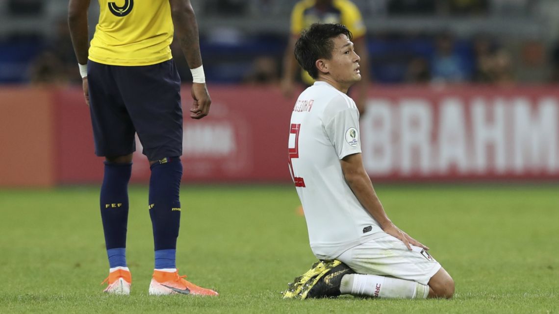 Japan's Daiki Sugioka during a Copa America match against Ecuador in Belo Horizonte, Brazil, Monday, June 24, 2019.