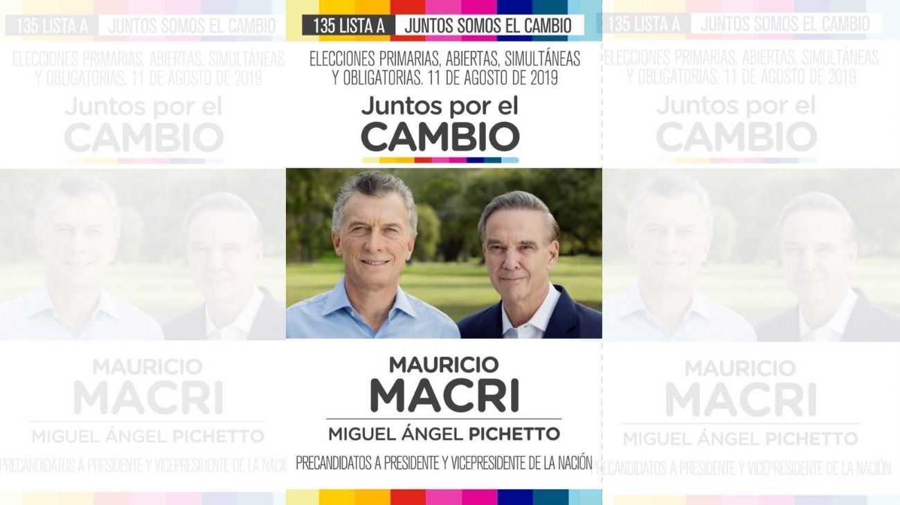 Boleta de Mauricio Macri y Miguel Ángel Pichetto - Juntos por el cambio 