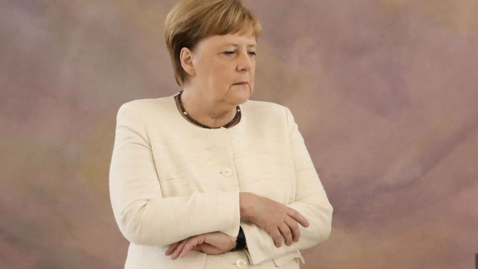 Angela Merkel en un acto junto al presidente federal alemán, Frank Walter Steinmeier, en Berlín.