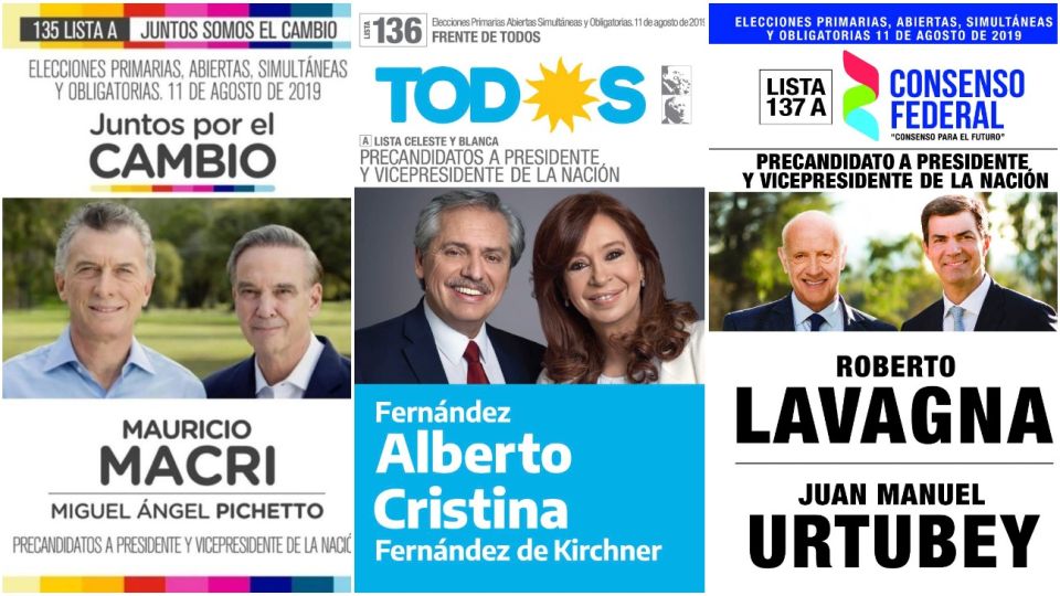 Las boletas de los candidatos presidenciales.
