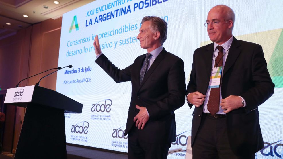 El presidente Mauricio Macri en el encuentro anual de la Asociación Cristiana de Dirigentes de Empresas. 