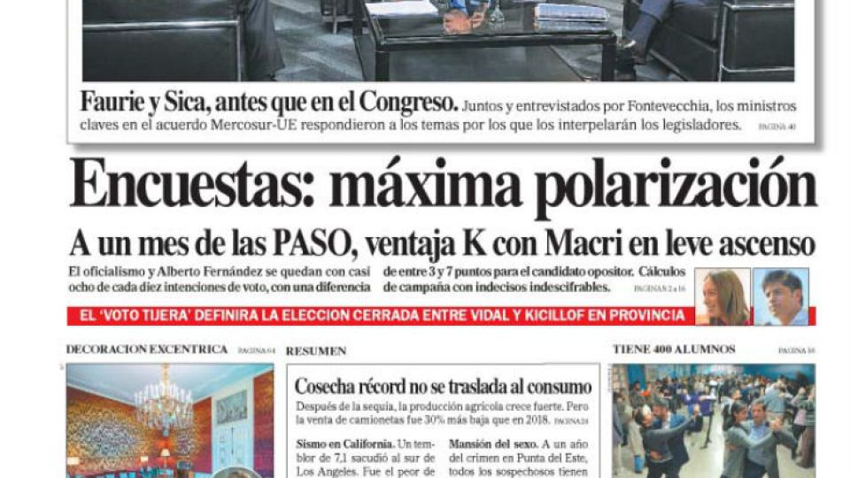 La tapa de este domingo 7 de julio de PERFIL