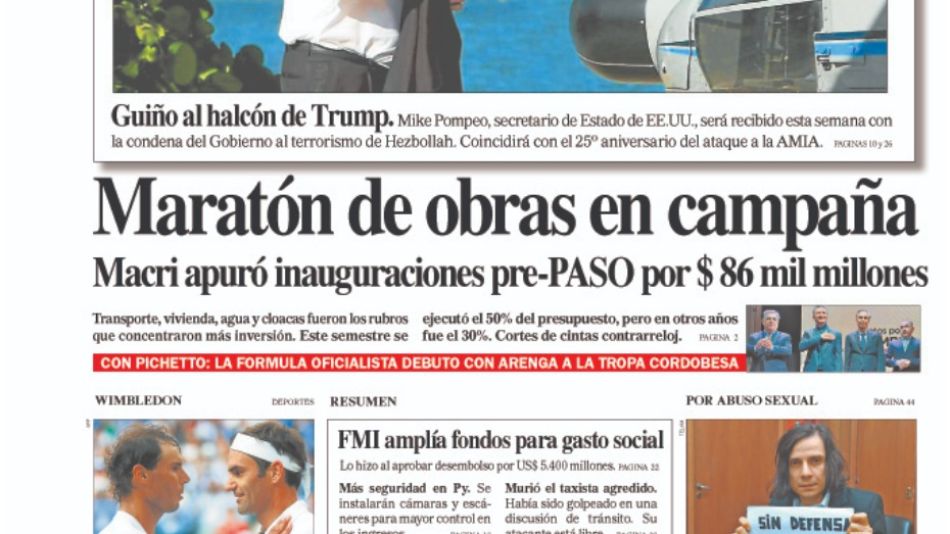 Tapa del Sábado 13 de julio de 2019
