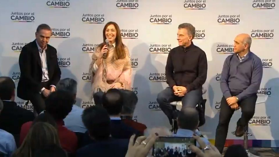 Vidal, Macri, Pichetto y Salvador, en el acto de este sábado 13 de julio en La Plata.