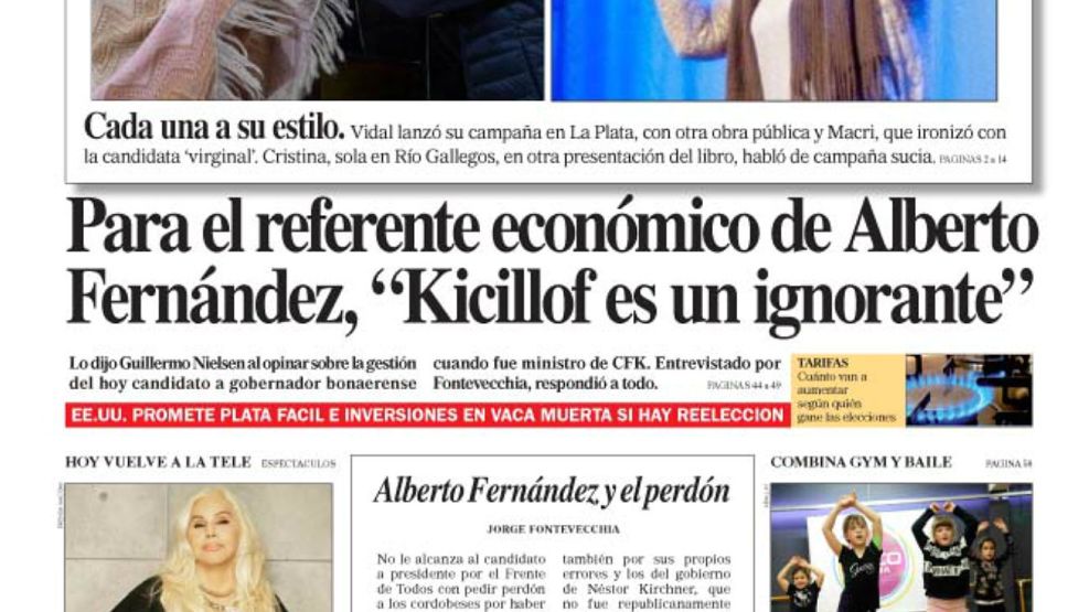 La tapa del Diario PERFIL del domingo 14 de julio de 2019.