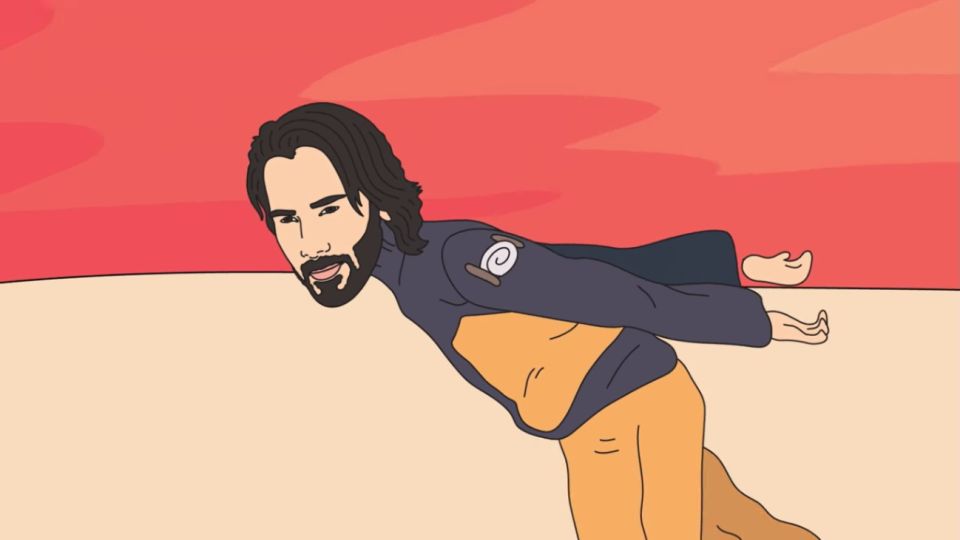 En el videoclip del rap acerca de la "invasión" al Área 51, aparece un dibujo animado del actor Keanu Reeves.