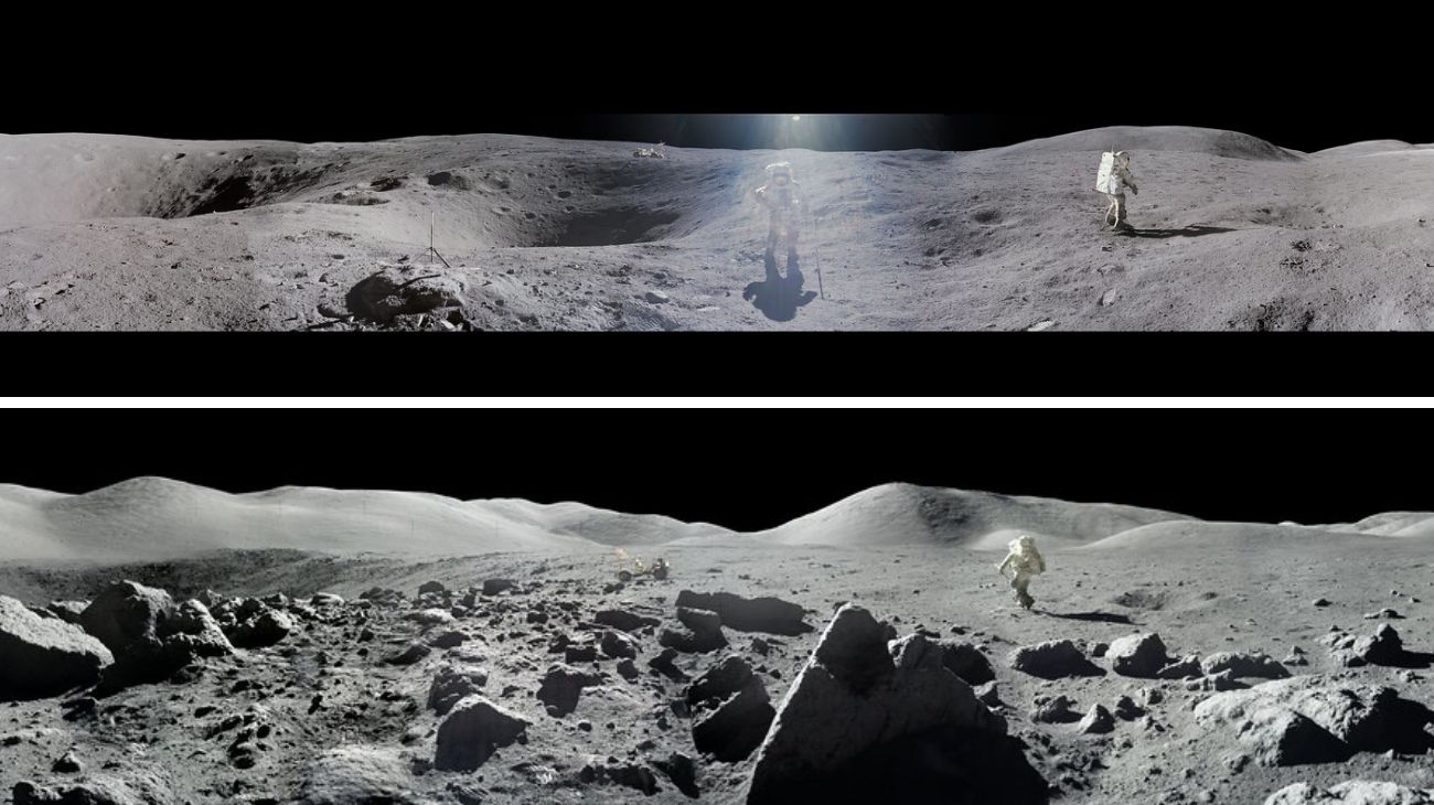 Las imágenes individuales tomadas por los astronautas del Apolo fueron recopiladas por el especialista en imágenes de la NASA Warren Harold en Johnson, y la precisión de la perspectiva única que representan fue verificada por el astronauta del Apolo 17 Harrison "Jack" Schmitt, el único geólogo que pisó la Luna.