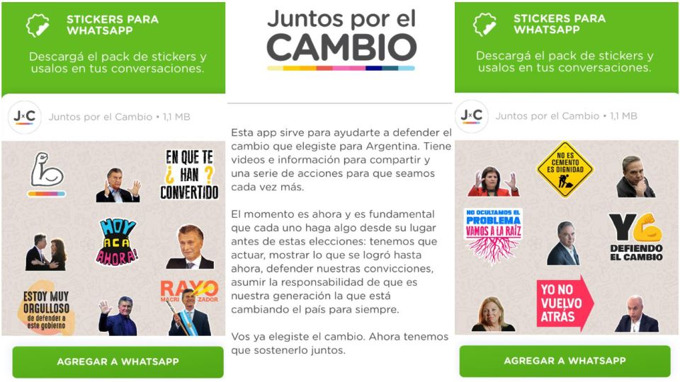 Juntos por el Cambio. La app está disponible tanto para Android como para Whatsapp.