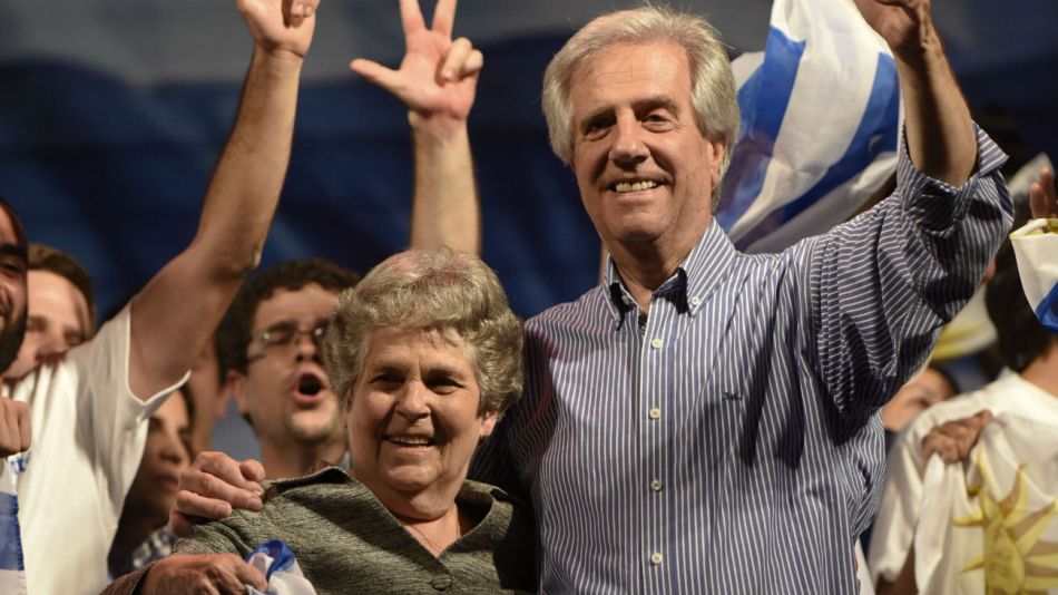 La primera dama de Uruguay María Auxiliadora Delgado junto a su esposo, el presidente Tabaré Vázquez.