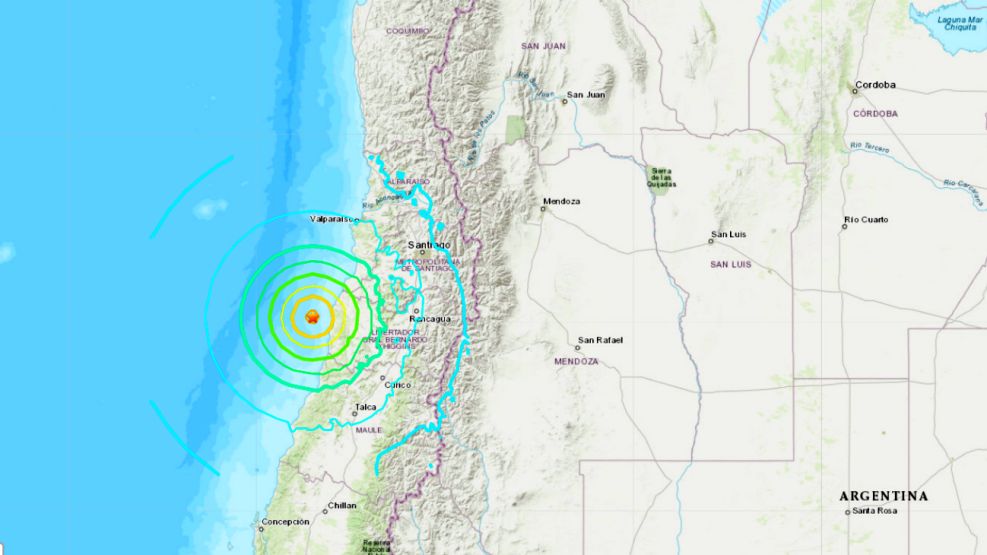 Registro del sismo en Chile.