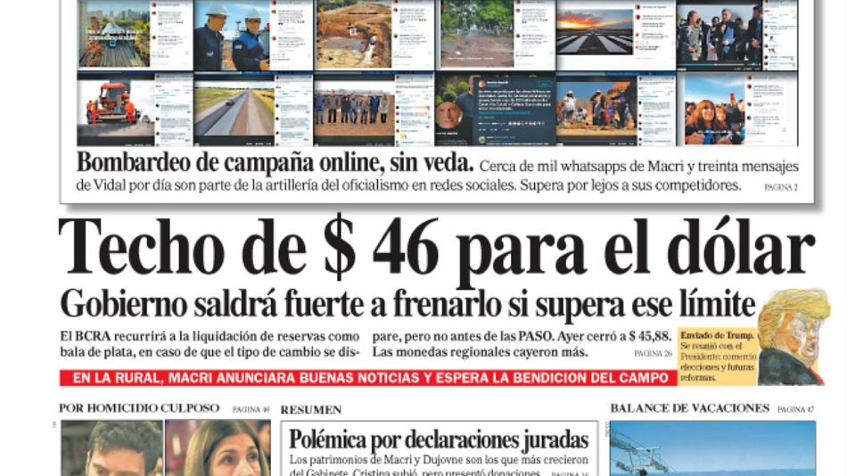 La tapa de la edición del Diario PERFIL del sábado 3 de agosto de 2019.