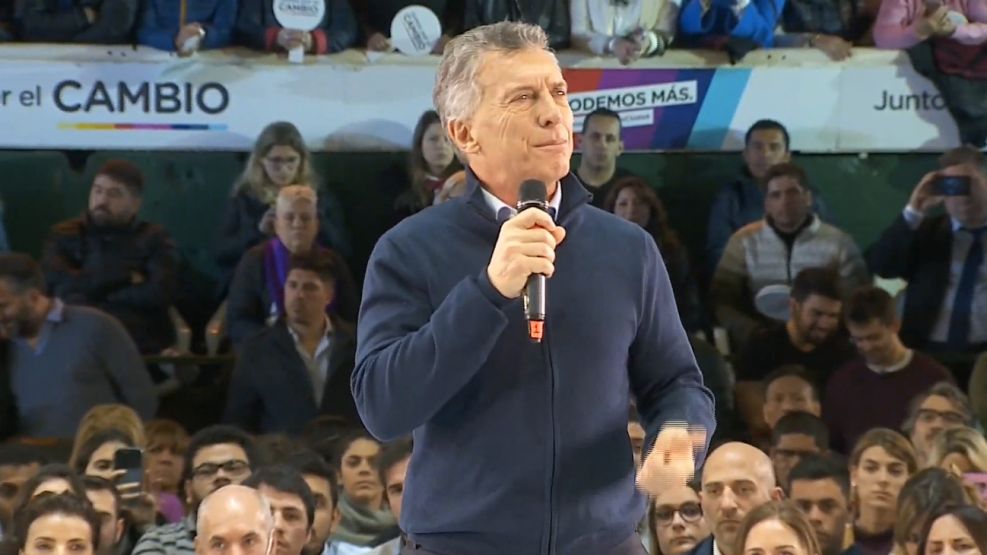 Mauricio Macri, durante el cierre de campaña de Juntos por el Cambio en la Capital.
