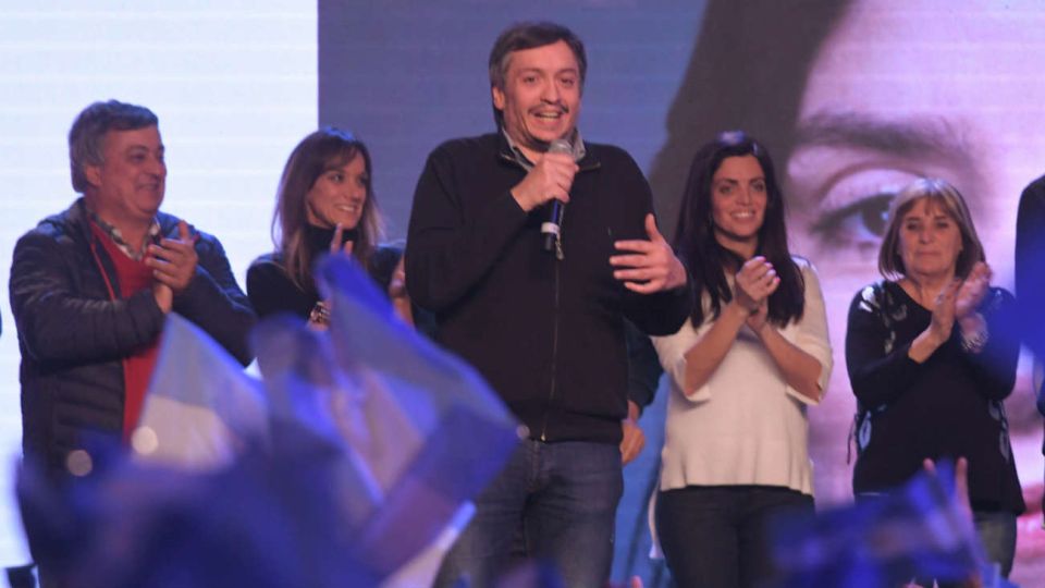 Máximo Kirchner, en el búnker de Frente de Todos tras la contundente victoria en las PASO.