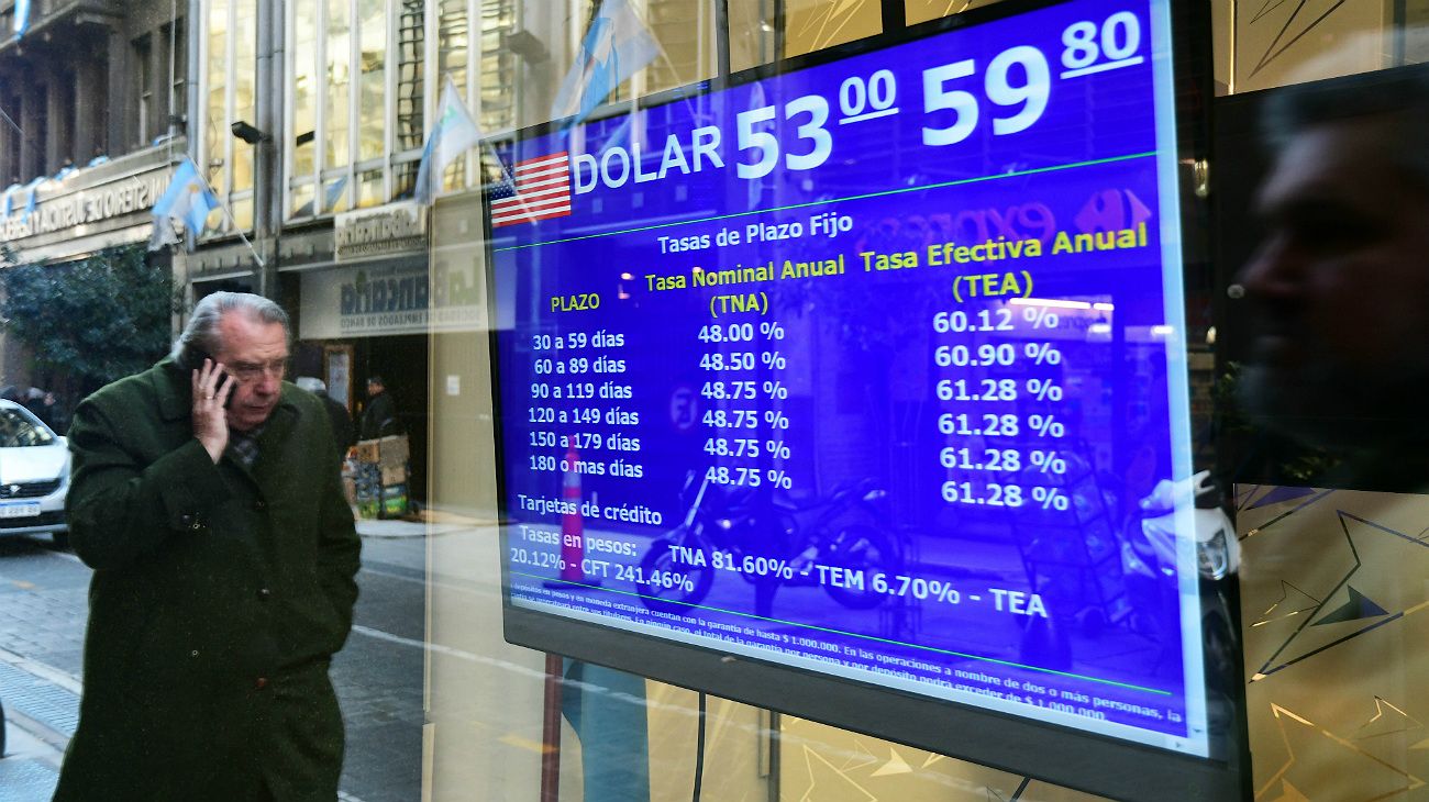 El dólar en la City porteña.