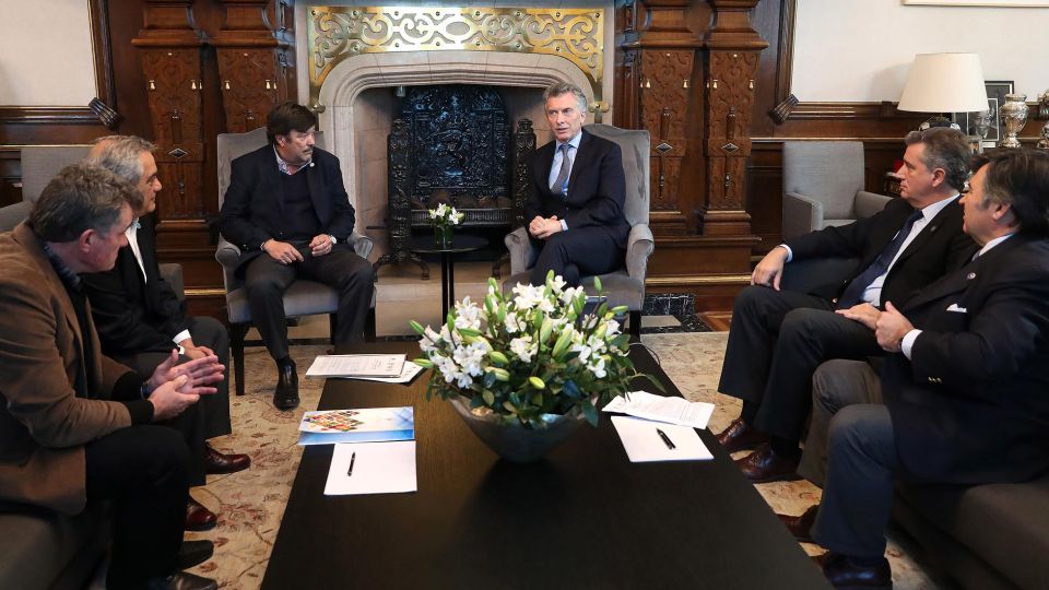 Los integrantes de la mesa de enlace Agropecuario se reúnen con el presidente Mauricio Macri en Casa de Gobierno.