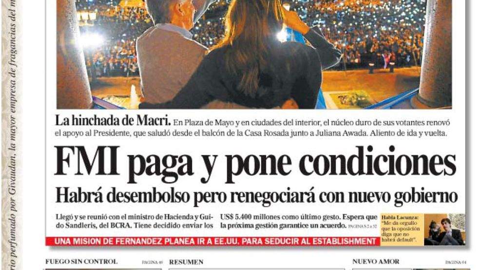 La tapa del Diario PERFIL del domingo 25 de agosto de 2019.