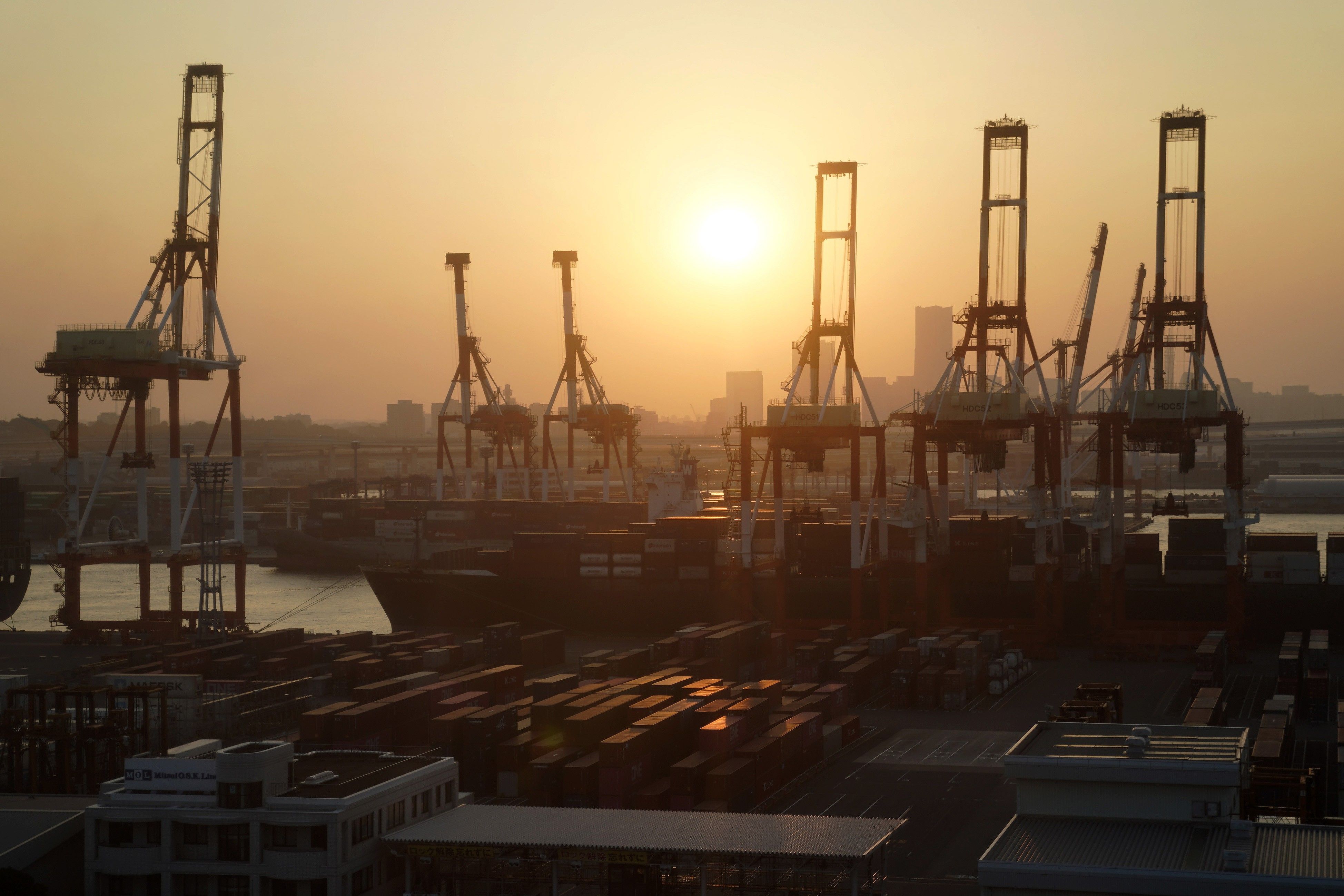 Shipping Activities at Yokohama Port As Japan Exports Decline Again