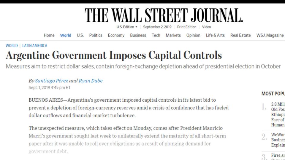 Repercusiones internacionales de las medidas económicas.