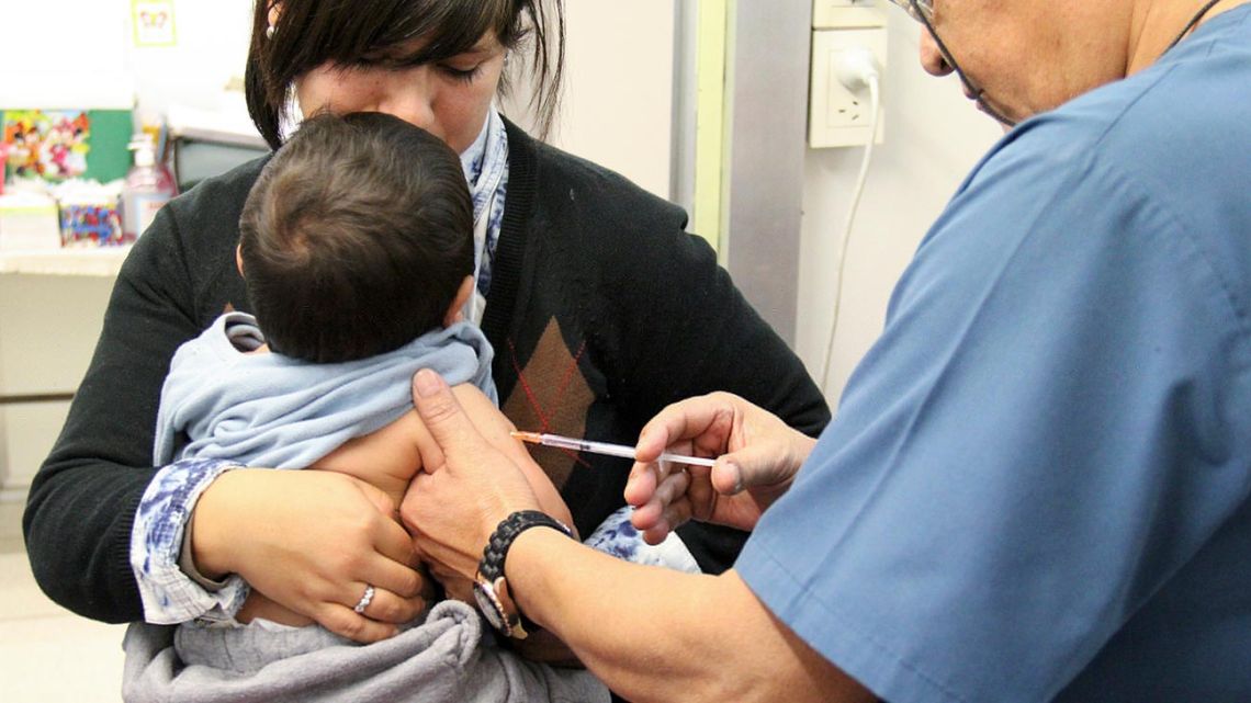 A child is given a vaccine at a children's hospital in Buenos Aires.