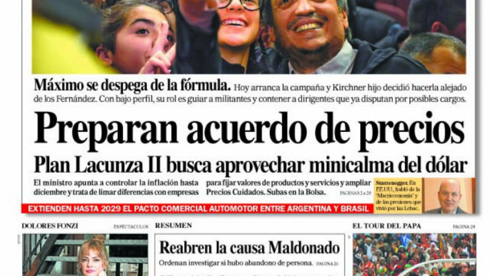 La tapa del Diario Perfil del sábado 7 de septiembre.