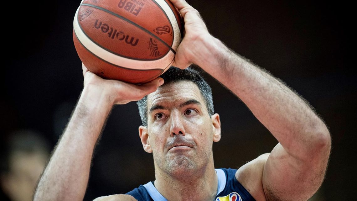 Luis Scola of Argentina takes a shot during the Basketball World Cup Group B game between Nigeria and Argentina in Wuhan on September 2, 2019.  v