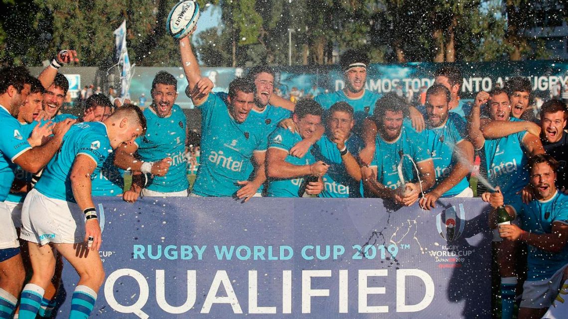 Uruguay celebrate qualifying for the Rugby World Cup.