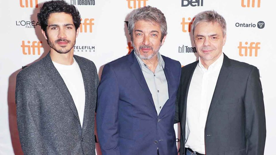Tridente. El Chino y Ricardo Darín, productores y actores, con el director Sebastián Borensztein.