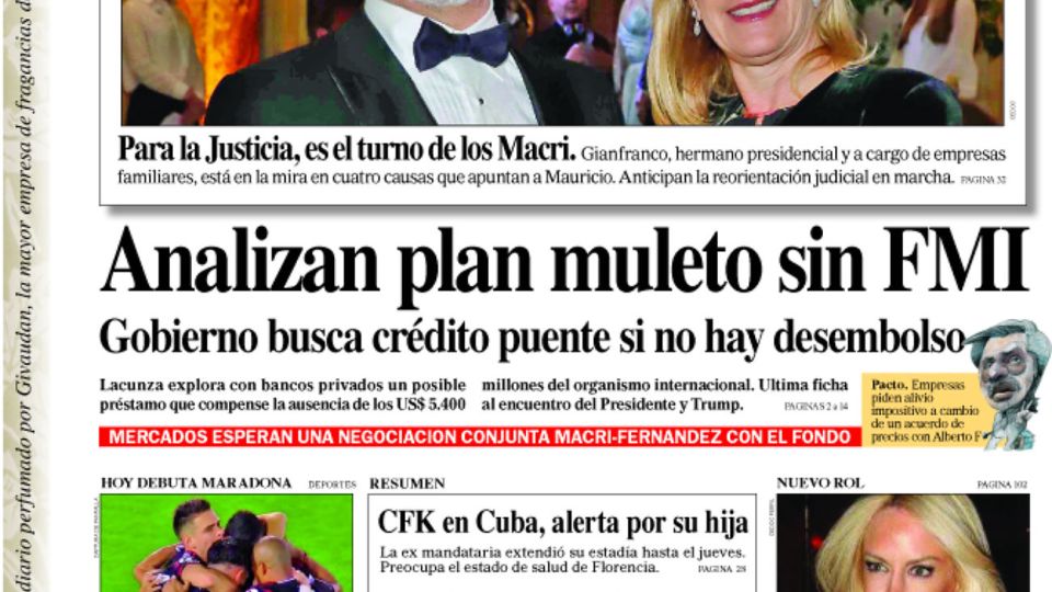 La tapa de la edición del Diario PERFIL del domingo 15 de septiembre de 2019.
