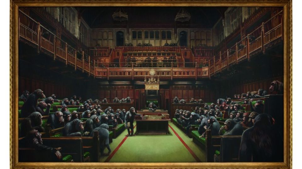 Banksy’s “Devolved Parliament”.