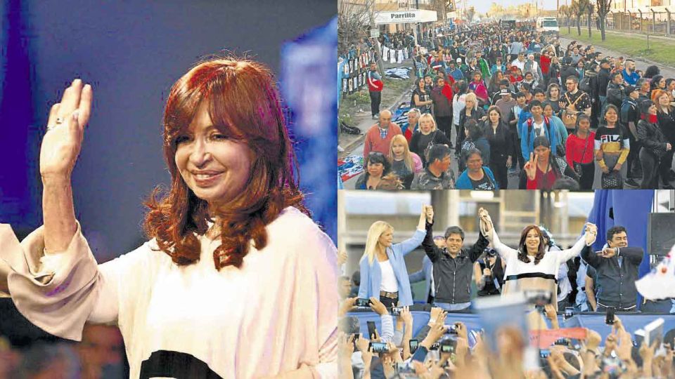 Acto. Cristina llevó la presentación de su libro a la universidad matancera. Kicillof y Magario, entre el público presente.