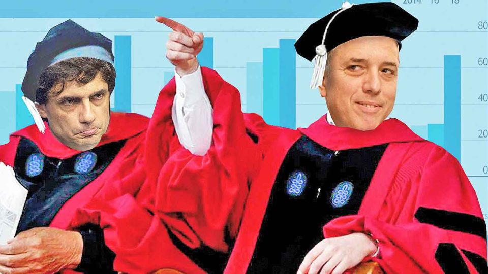 Dujovne a Lacunza. Macri viró a cierta heterodoxia. Dice que obligado por las circunstancias y cree que su modelo fue exitoso.