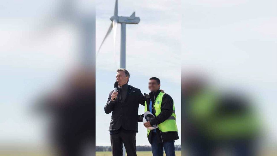 Chubut. El Presidente, en la inauguración de las turbinas, en el Sur.
