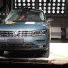 Prueba de impacto lateral contra un poste del Volkswagen Tiguan Allspace. Crédito: Latin NCAP.