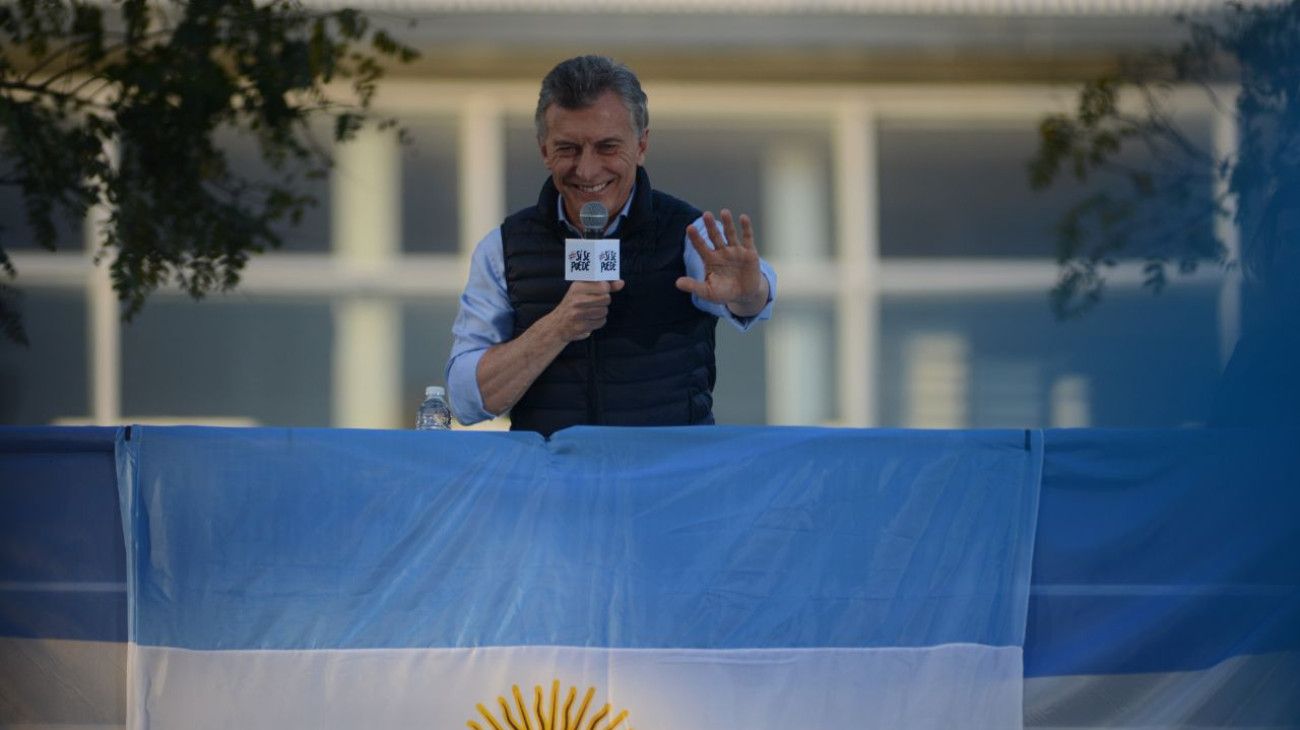 Mauricio Macri brindó un discurso desde el palco montado frente a Barrancas de Belgrano.