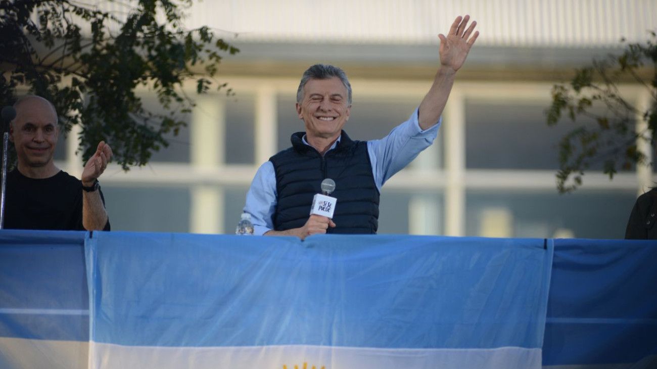 Mauricio Macri brindó un discurso desde el palco montado frente a Barrancas de Belgrano.