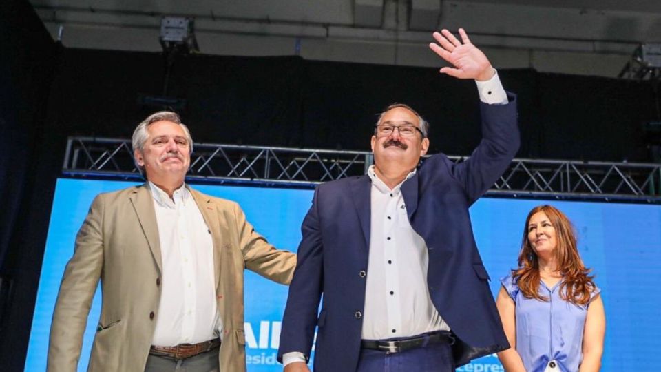 Alberto Fernández junto a Sergio "Oso" Levy en Salta.