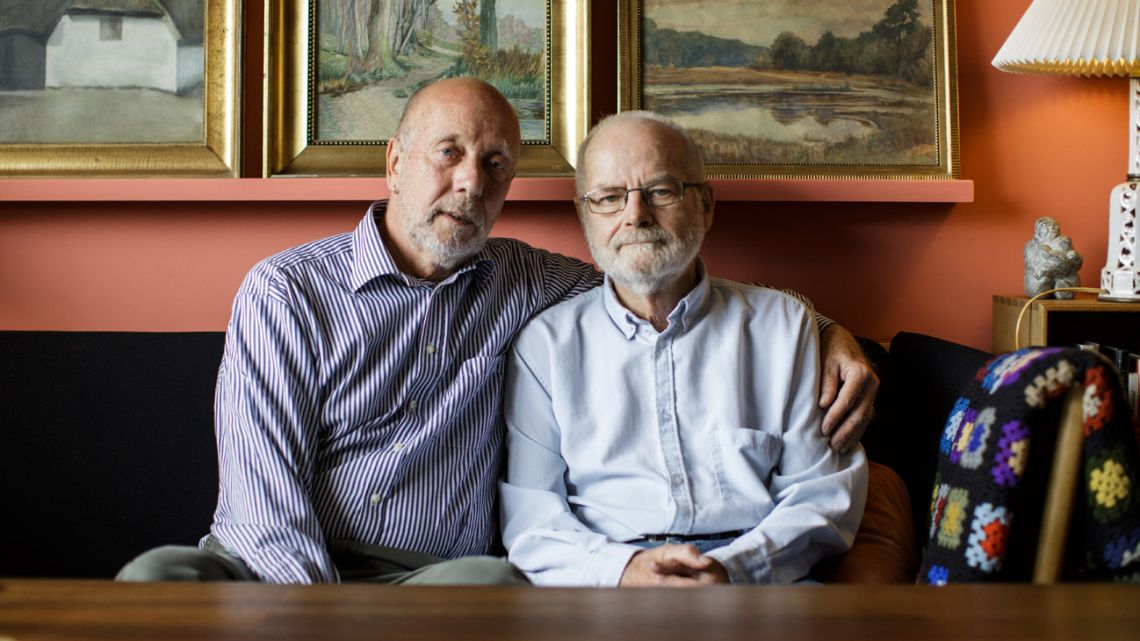 Ove Carlsen (left) and Ivan Larsen pose for a photo in Frederiksberg. Thirty years after Denmark became the first country to allow same-sex couples to register in legal unions, the world has become more accepting, but in 1989 it was a trailblazing move. 