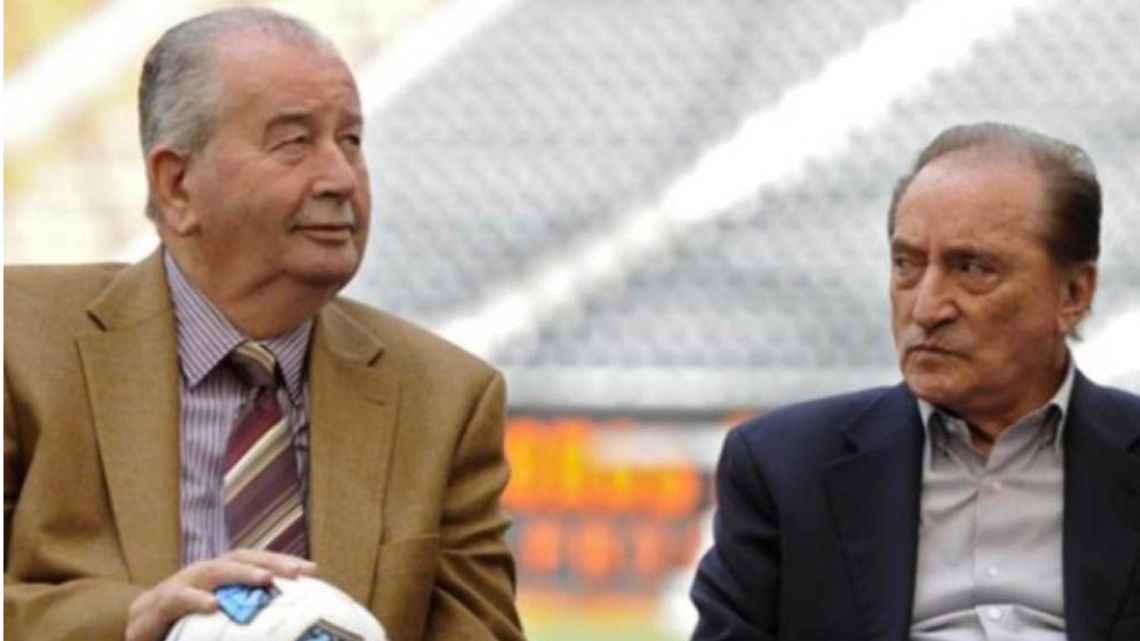 Former FIFA vice-presidents Julio Grondona and Eugenio Figueredo, pictured in a file photo.