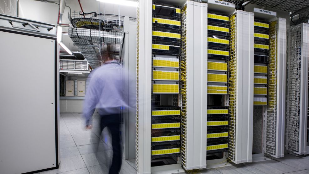 High End Data Cables Feed Into Servers