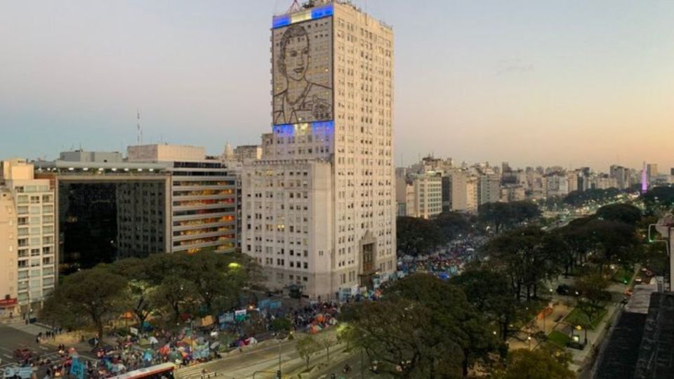 Movilización en la avenida 9 de Julio.