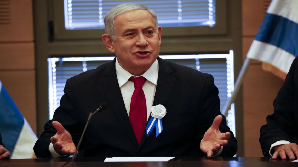  Israeli Prime Minister Benjamin Netanyahu speaks during his party's faction meeting in Jerusalem.