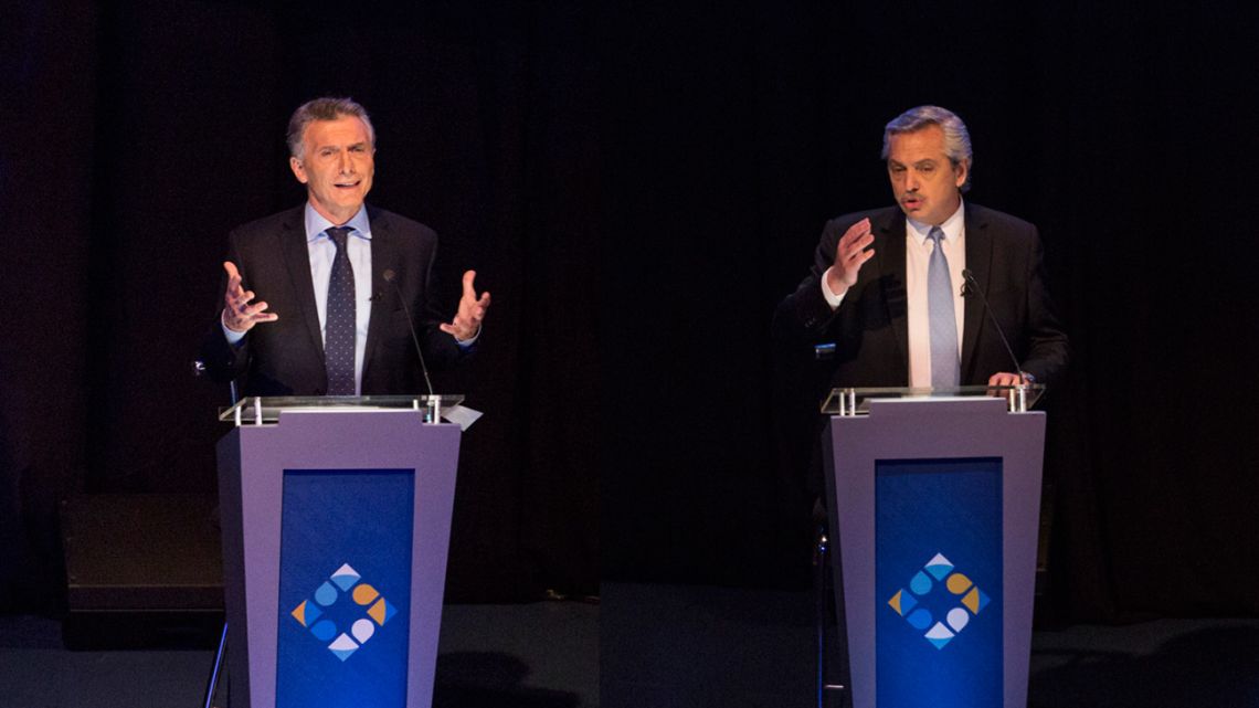 President Mauricio Macri and frontrunner Alberto Fernández, pictured during the second 2019 presidential debate in Buenos Aires.