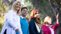 Verónica Magario, Axel Kicillof, Cristina Kirchner y Florencia Saintout, en el cierre de la campaña bonaerense en La Plata.