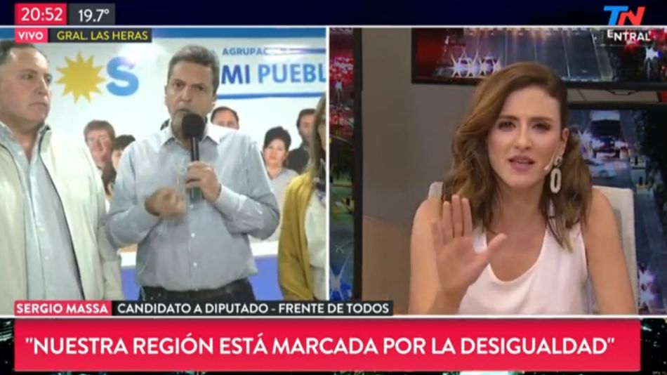 Sergio Massa fue entrevistado durante un acto en General Las Heras.